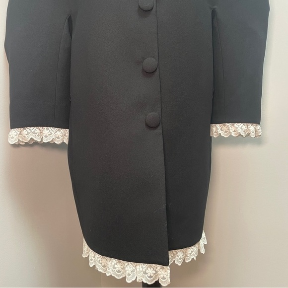 NEW! Shushu/Tong- Black Round Sleeve Coat White Collar UK 10 US 6 Oversized - Picture 7 of 15
